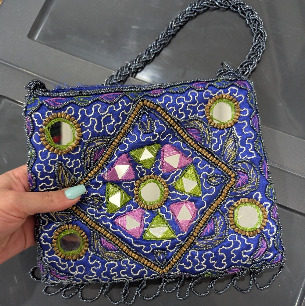 Beautiful Beaded Blue Purse